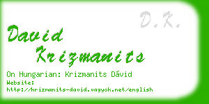 david krizmanits business card